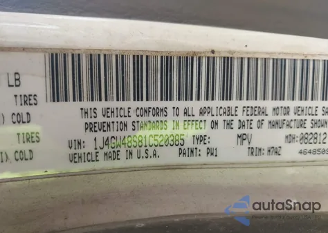 2001 Jeep Grand Cherokee Laredo из США, поврежденный, VIN 1J4GW48S81C520385